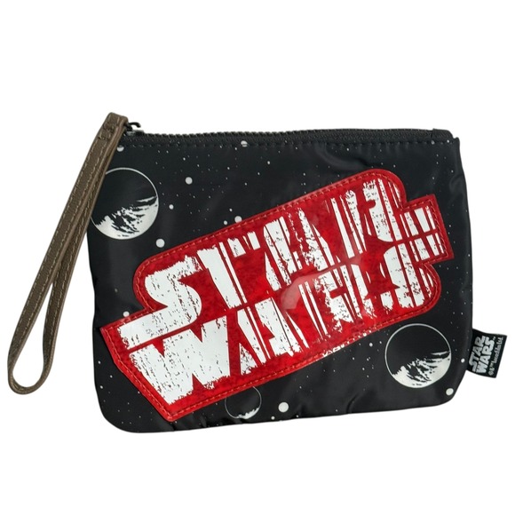 Disney Parks Star Wars Lightspeed Small Wristlet Galactic Planet Black Red - Picture 1 of 9